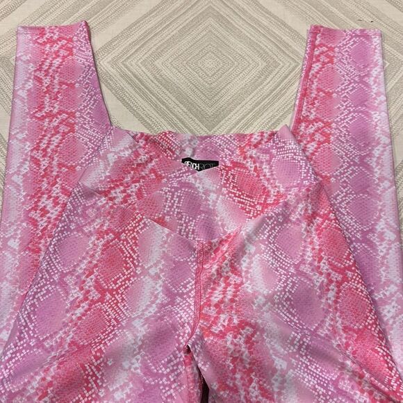 Beach Riot Women’s Pink & White Snakeskin High Waist Cross Waistband Leggings - Picture 3 of 7